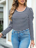 Striped Round Neck Long Sleeve T-Shirt - Trendsi - Flyclothing LLC