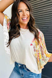 Printed Round Neck Flutter Sleeve Blouse - Trendsi - Flyclothing LLC