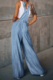 Distressed Wide Leg Denim Overalls - Trendsi - Flyclothing LLC