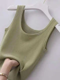 Plus Size Ribbed Knit Scoop Neck Tank Top - Trendsi - Flyclothing LLC