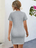 Round Neck Short Sleeve Mini Tee Dress - Trendsi - Flyclothing LLC