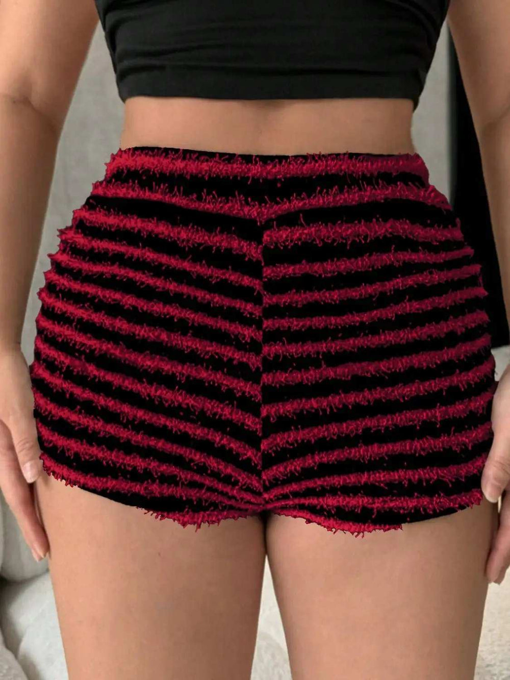 Striped High Waist Shorts - Trendsi - Flyclothing LLC