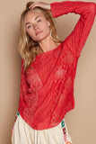 POL Exposed Seam Long Sleeve Lace Knit Top - Trendsi - Flyclothing LLC