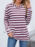 Striped Dropped Shoulder Hoodie - Trendsi - Flyclothing LLC