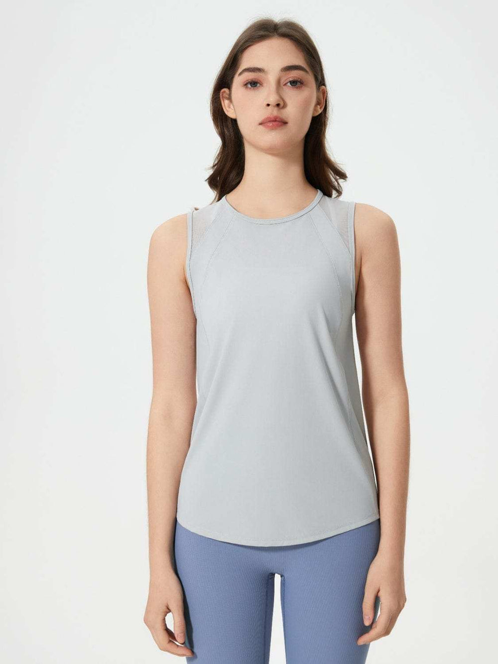 Millennia Cutout Back Round Neck Active Tank - Trendsi - Flyclothing LLC