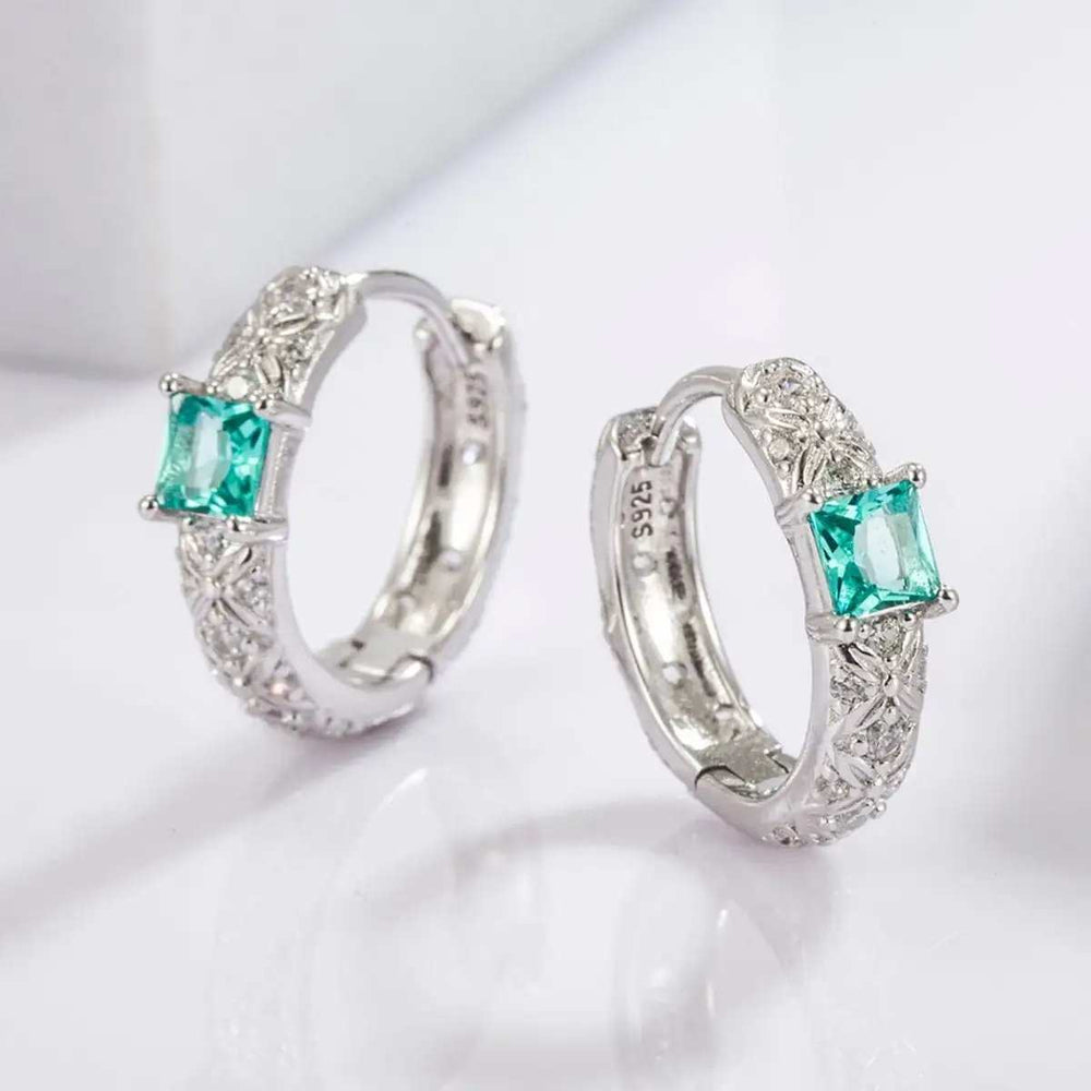 925 Sterling Silver Inlaid Zircon Earrings - Trendsi - Flyclothing LLC