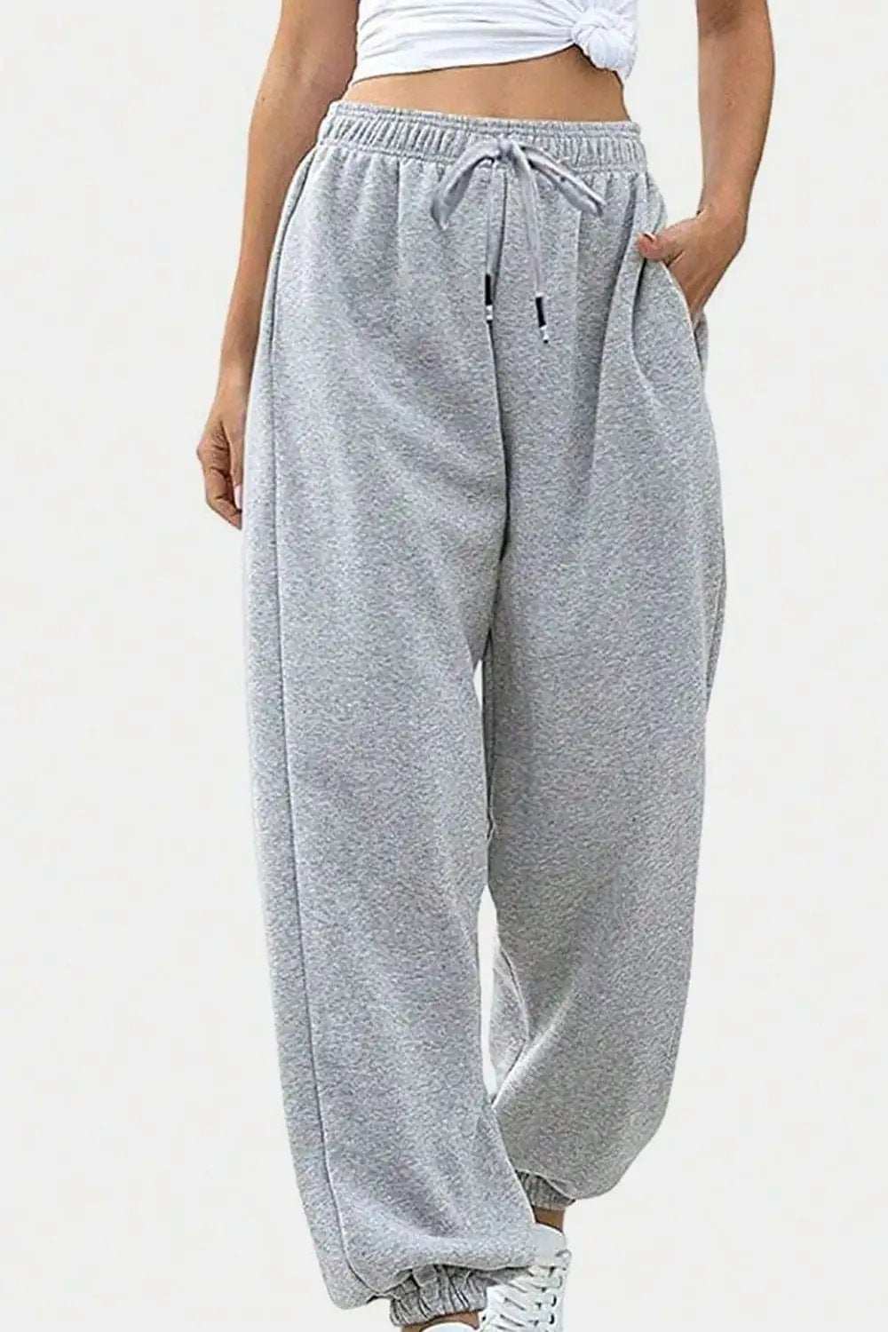 Elastic Waist Joggers with Pockets - Trendsi - Flyclothing LLC