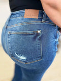 Judy Blue Full Size Mid Rise Distressed Raw Hem Jeans - Trendsi - Flyclothing LLC