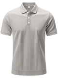 Men's Full Size Ribbed Short Sleeve Polo Plus Size - Trendsi - Flyclothing LLC