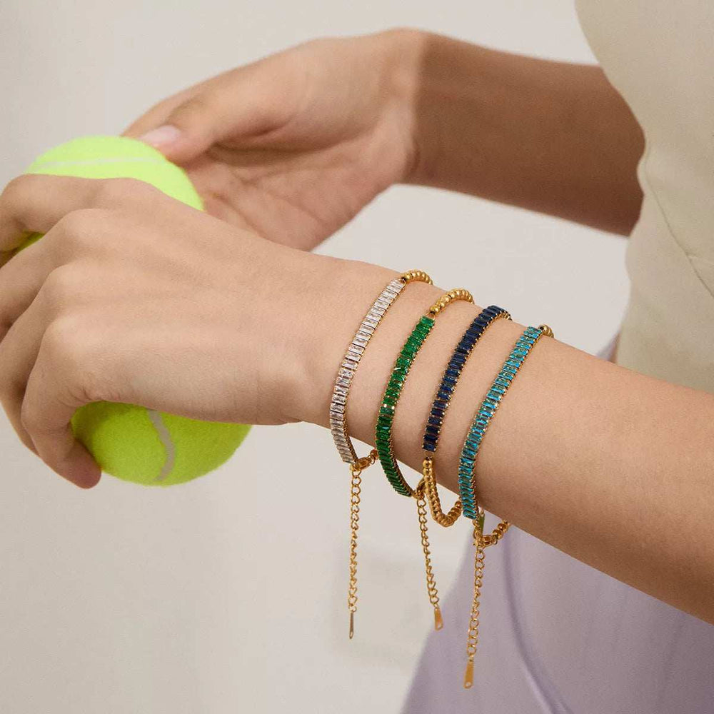 18K Gold-Plated Stainless Steel Rhinestone Chain Bracelet - Trendsi - Flyclothing LLC