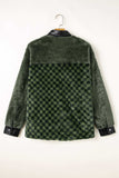 Pocketed Checkered Collared Neck Snap Down Jacket - Trendsi - Flyclothing LLC