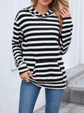 Striped Dropped Shoulder Hoodie - Trendsi - Flyclothing LLC