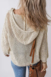 Openwork Dropped Shoulder Hooded Knit Top - Trendsi - Flyclothing LLC