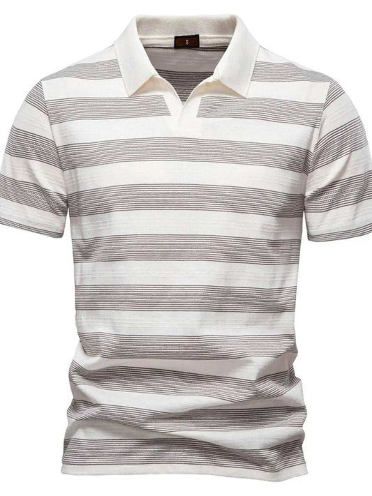 Men's Contrast Striped Short Sleeve Polo - Trendsi - Flyclothing LLC