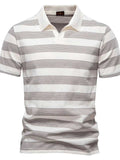 Men's Contrast Striped Short Sleeve Polo - Trendsi - Flyclothing LLC