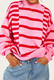 Striped Round Neck Dropped Shoulder Sweater - Trendsi - Flyclothing LLC