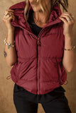Drawstring Zip Up Hooded Vest Coat - Trendsi - Flyclothing LLC
