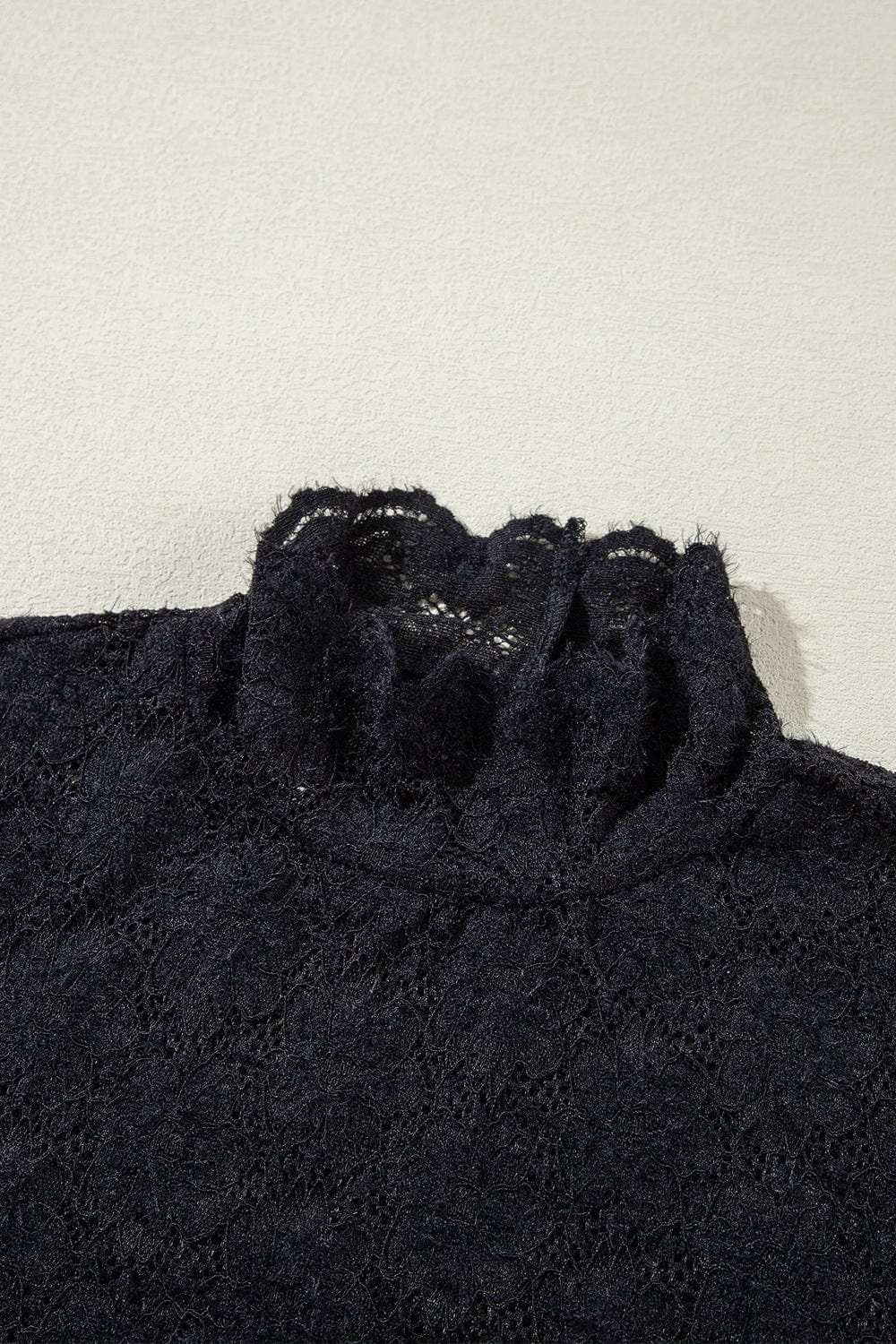 Lace Mock Neck Long Sleeve Blouse - Trendsi - Flyclothing LLC