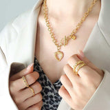 Titanium Steel Heart Pendant Necklace - Trendsi - Flyclothing LLC