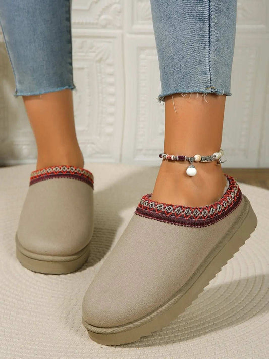 Round Toe Platform Slippers - Trendsi - Flyclothing LLC