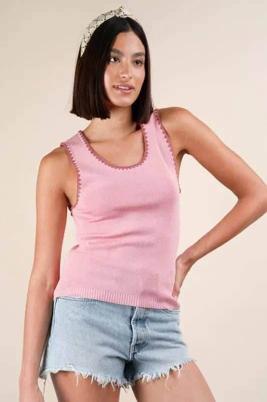 VERY J Blanket Style Sleeveless Knit Tank - Trendsi - Flyclothing LLC