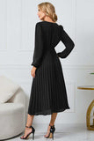 V-Neck Long Sleeve Tie Waist Midi Dress - Trendsi - Flyclothing LLC