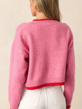 Strawberry Round Neck Long Sleeve Sweater - Trendsi - Flyclothing LLC