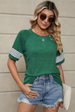 Striped Round Neck Short Sleeve T-Shirt - Trendsi - Flyclothing LLC