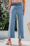 Button Fly Cropped Wide Leg Jeans - Trendsi - Flyclothing LLC