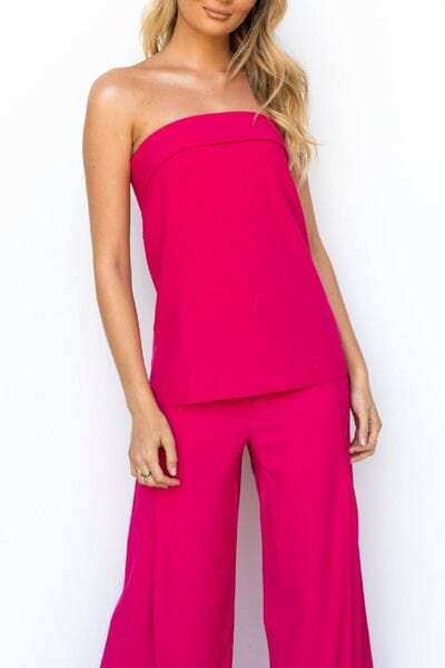 Tube Top and Wide Leg Pants Set - Trendsi - Flyclothing LLC