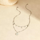 18K Gold-Plated Cross Double Layered Pendant Necklace - Trendsi - Flyclothing LLC