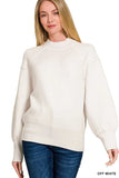 Zenana Viscose Mock Neck Exposed Seam Sweater - Trendsi - Flyclothing LLC