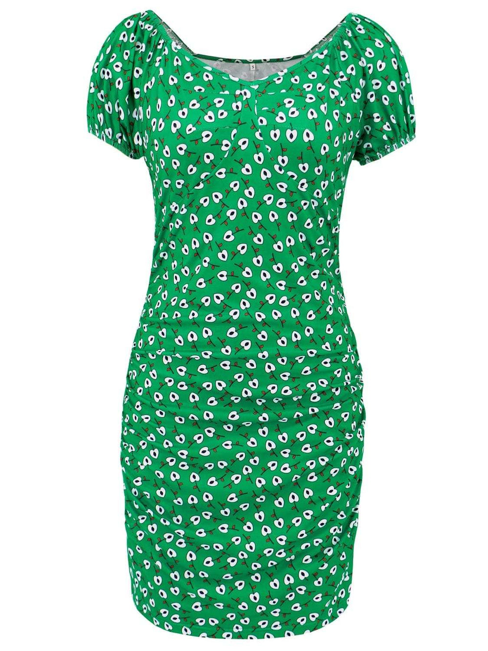 Printed V-Neck Short Sleeve Mini Dress - Trendsi - Flyclothing LLC