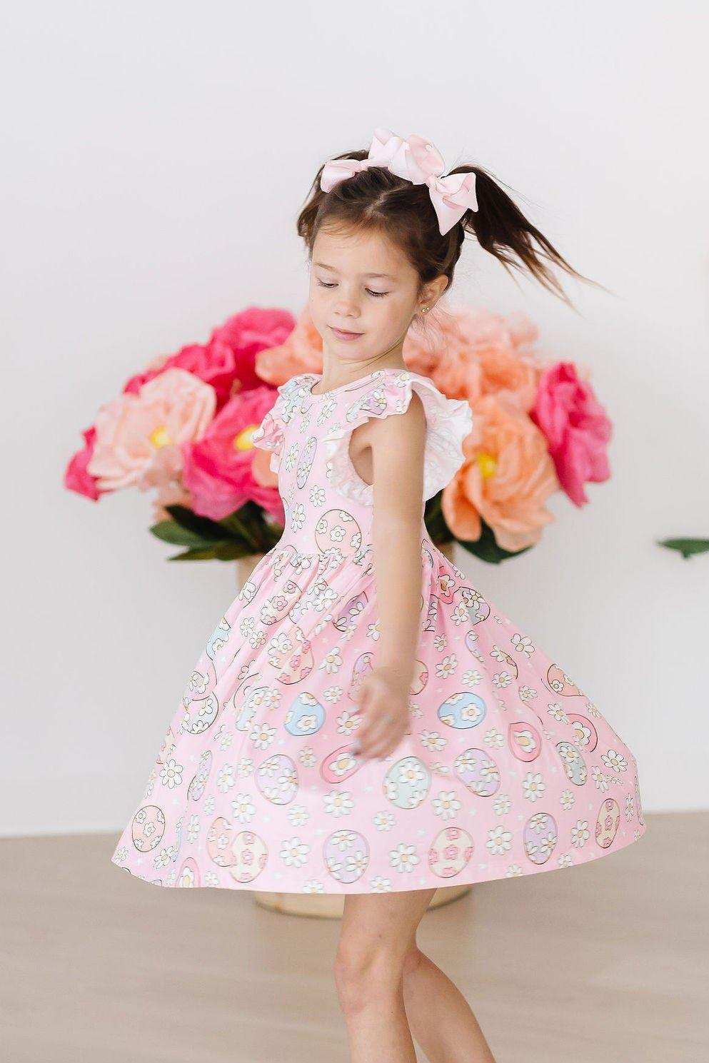 Easter Egg Hunt Flutter Sleeve Twirl Dress - Mila & Rose ® - Flyclothing LLC