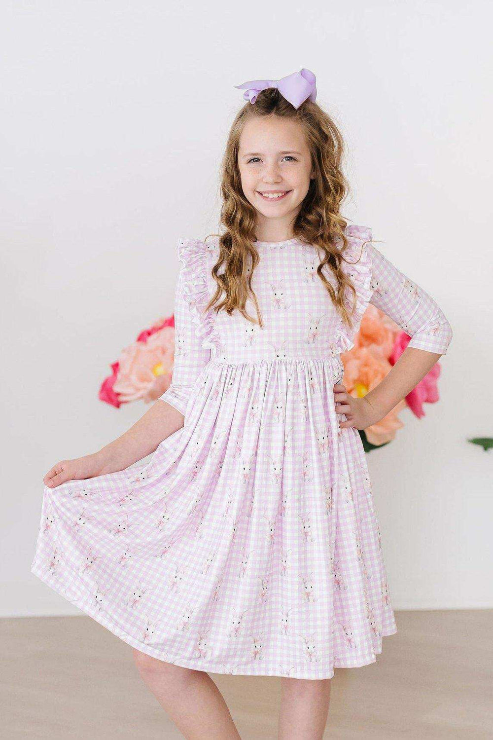 Baby Bunnies 3/4 Sleeve Ruffle Twirl Dress - Mila & Rose ® - Flyclothing LLC