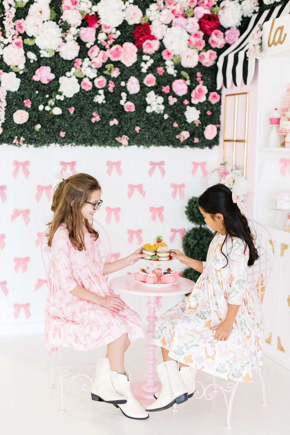 Blushing Bows 3/4 Sleeve Pocket Twirl Dress - Mila & Rose ® - Flyclothing LLC