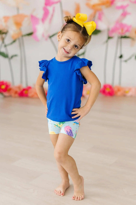 Royal Blue S/S Ruffle Tee - Mila & Rose ® - Flyclothing LLC