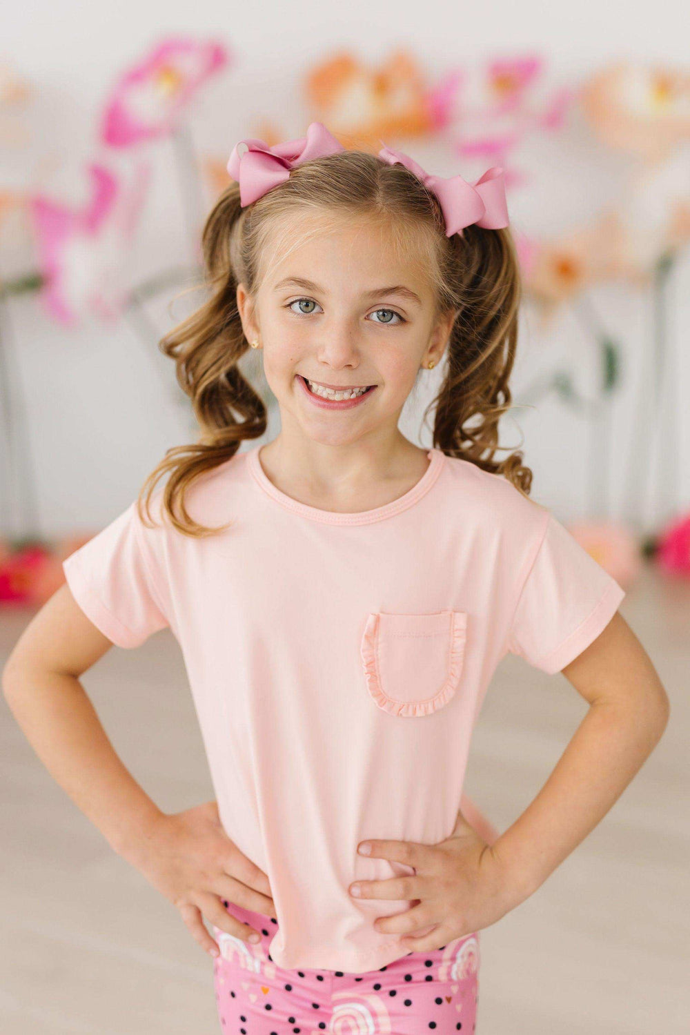Peach Ruffle Pocket Tee - Mila & Rose ® - Flyclothing LLC
