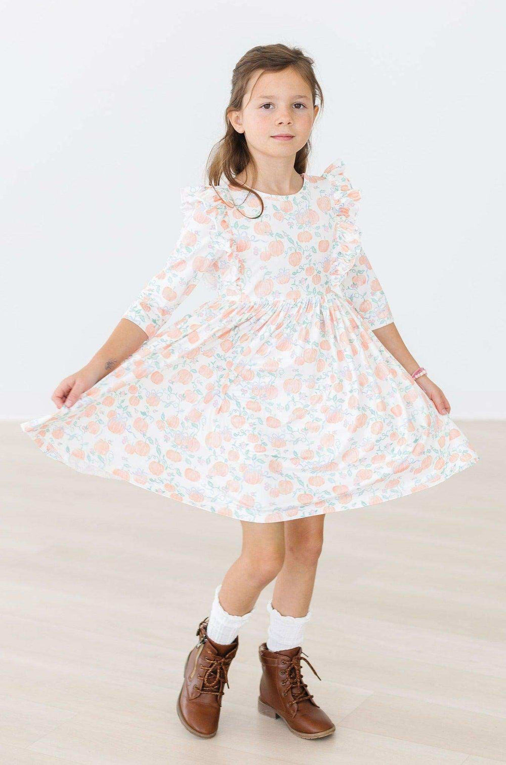 Pretty Pumpkins Ruffle Twirl Dress - Mila & Rose ® - Flyclothing LLC