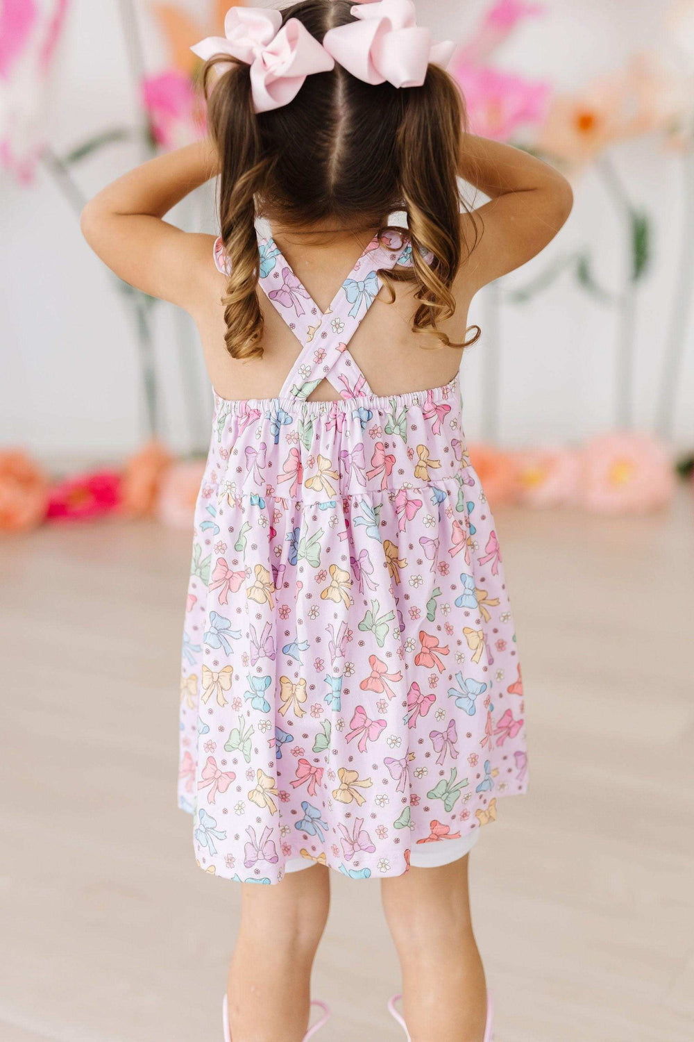 SALE Springtime Bows Ruffle Cross Back Dress - Mila & Rose ® - Flyclothing LLC