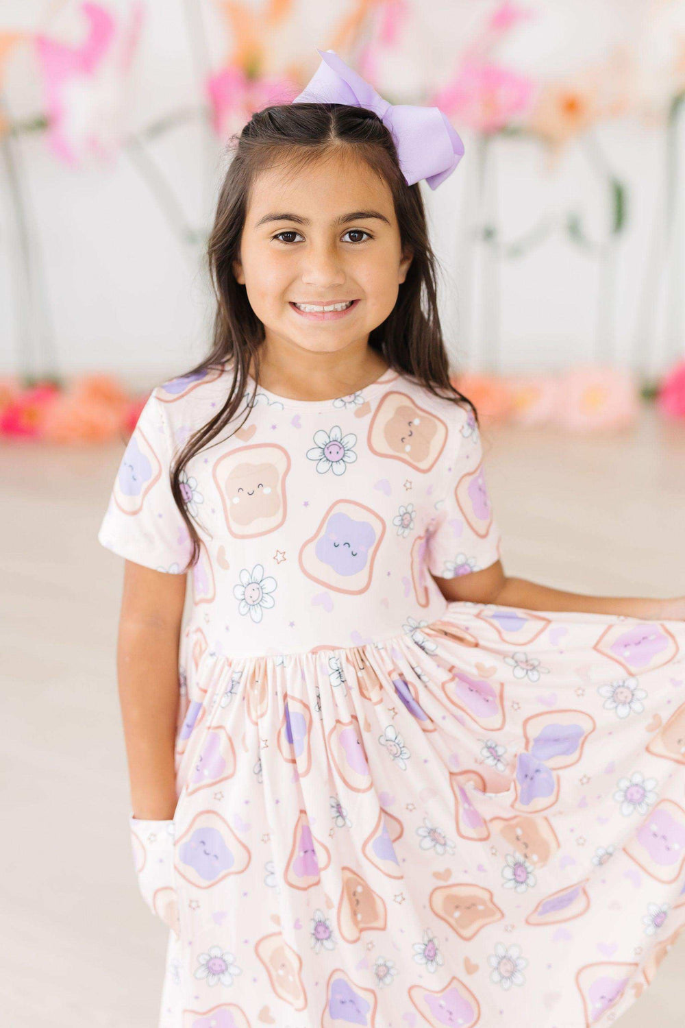 Peanut Butter Jelly Time S/S Pocket Twirl Dress - Mila & Rose ® - Flyclothing LLC