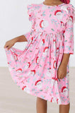 Jolly Old Saint Nick 3/4 Sleeve Ruffle Twirl Dress - Mila & Rose ® - Flyclothing LLC