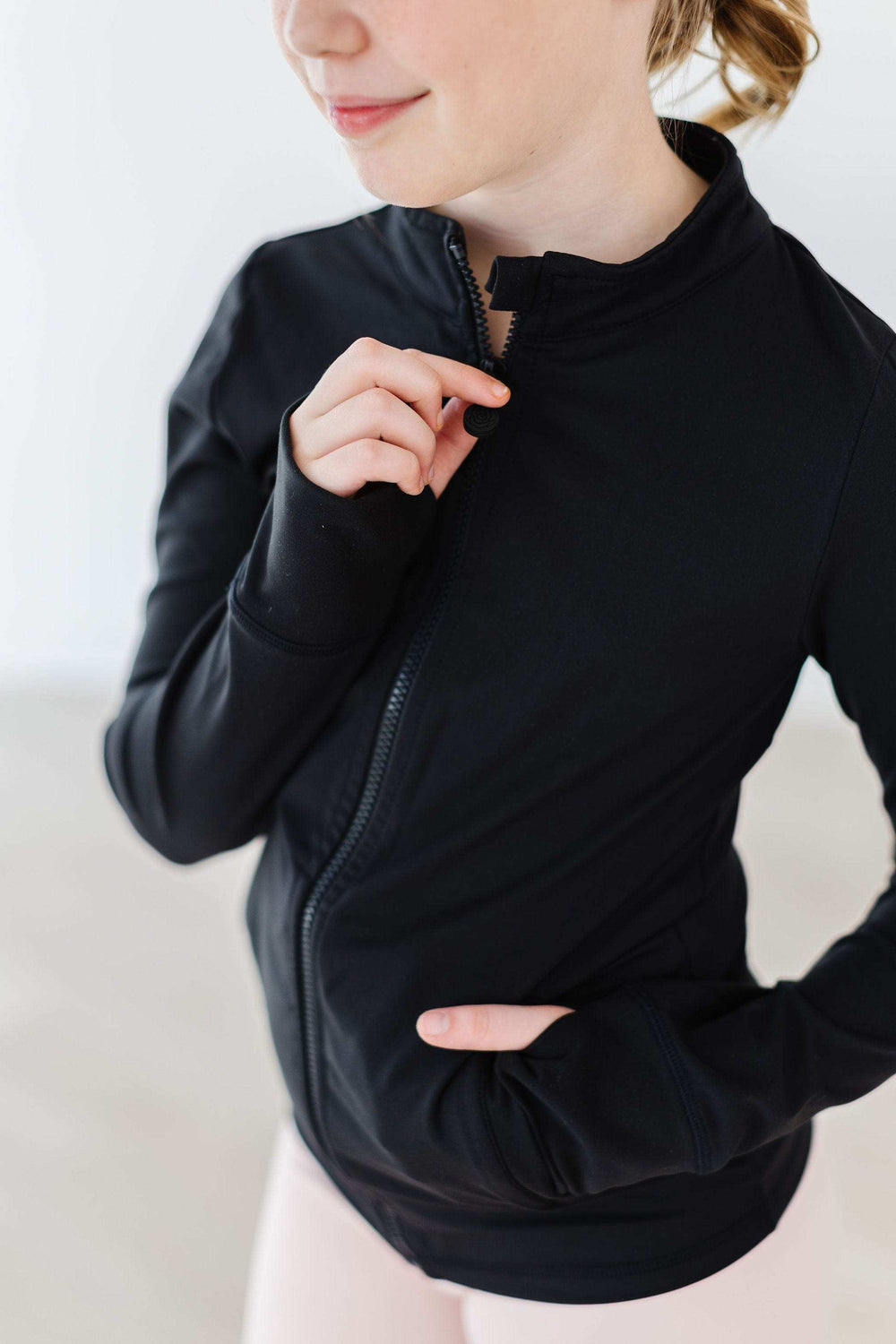 Balanced Black Full-Zip Ruffle Active Jacket - Mila & Rose ® - Flyclothing LLC