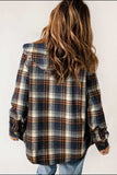 Plaid Button Up Long Sleeve Hooded Jacket - Trendsi - Flyclothing LLC