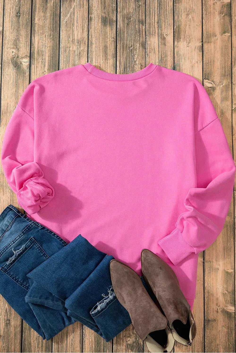 High-Low Round Neck Long Sleeve Sweatshirt - Trendsi - Flyclothing LLC