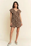 Davi & Dani Animal Printed Velvet Ribbon Mini Dress - Trendsi - Flyclothing LLC
