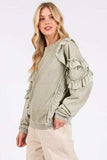 Mittoshop Ruffled Mineral Washed Round Neck Long Sleeve Sweatshirt - Trendsi - Flyclothing LLC