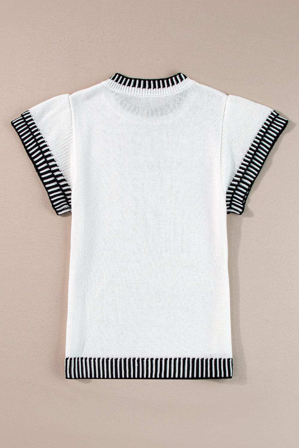 Round Neck Short Sleeve Knit Top - Trendsi - Flyclothing LLC