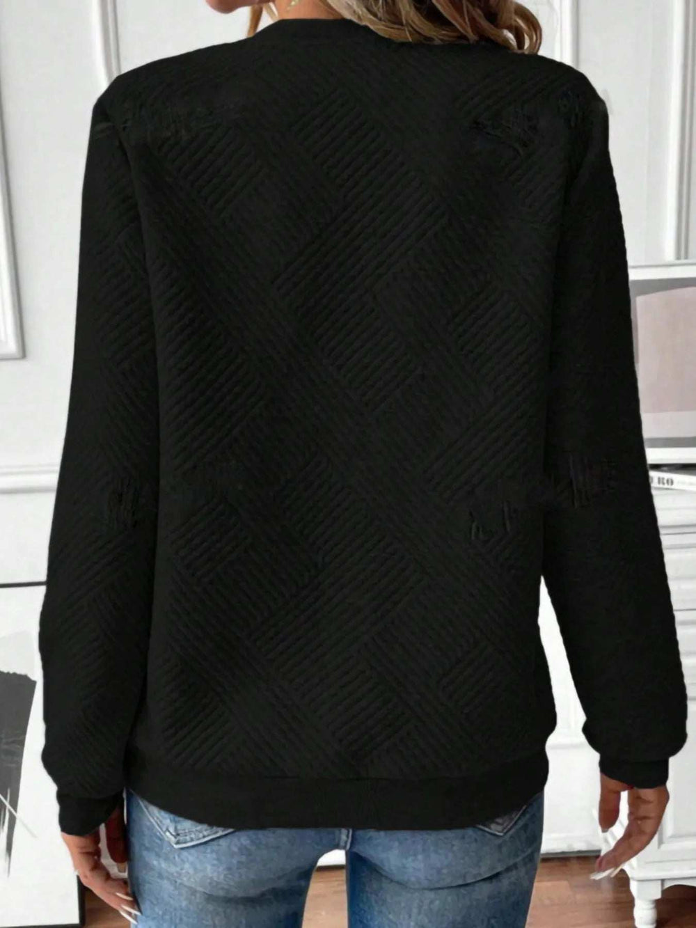 Quarter Zip Textured Long Sleeve Sweatshirt - Trendsi - Flyclothing LLC