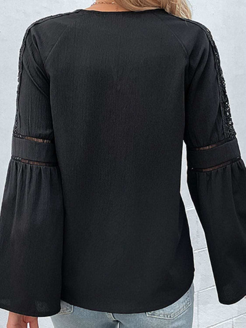 Perfee Tie Neck Long Sleeve Blouse - Trendsi - Flyclothing LLC